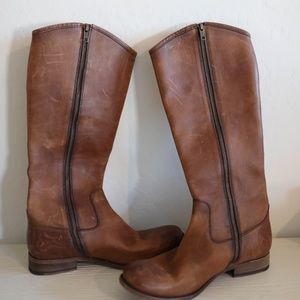 Frye Melissa Inside Zip Boots in Cognac 9 M